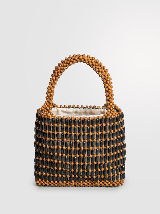 Christmas Sale Handmade Wooden Bead Woven Bag Ladies Summer Niche Design Portable commuter small square bag