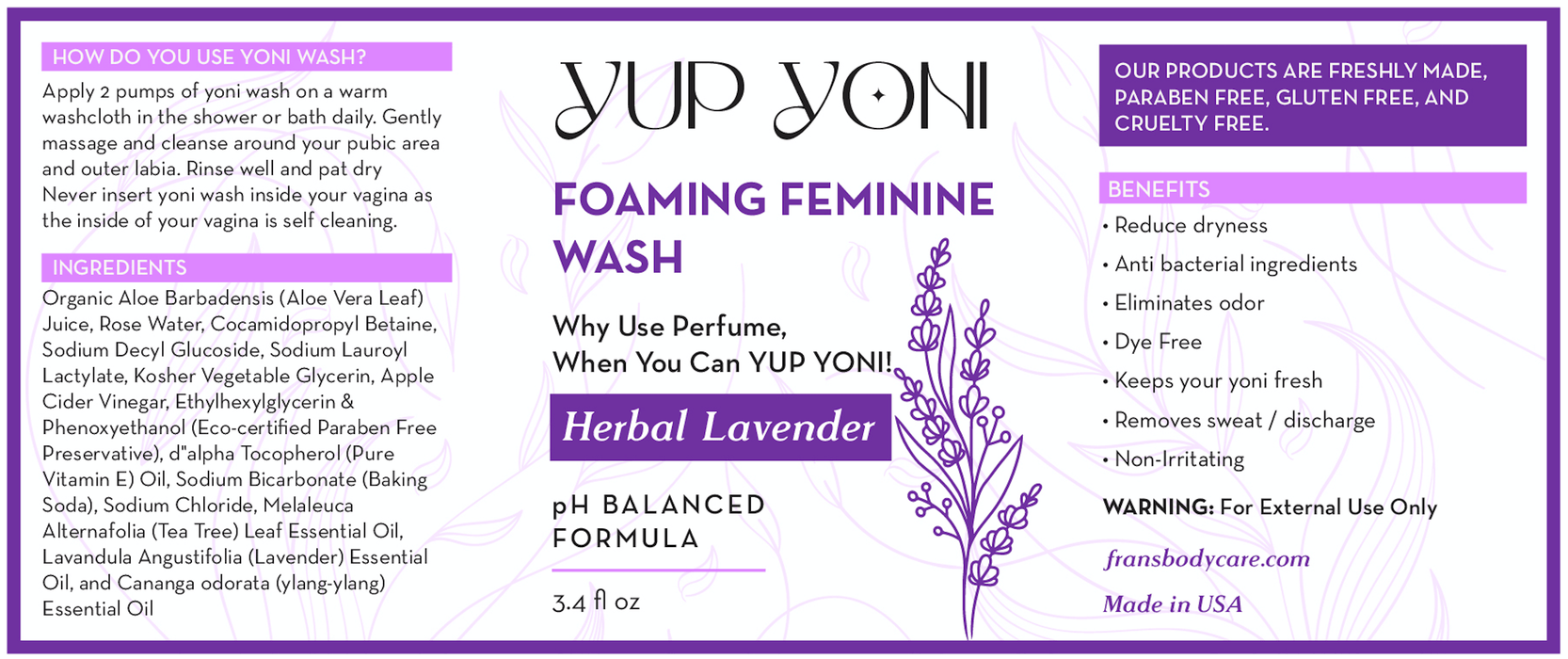 Yup Yoni Foaming Feminine Wash