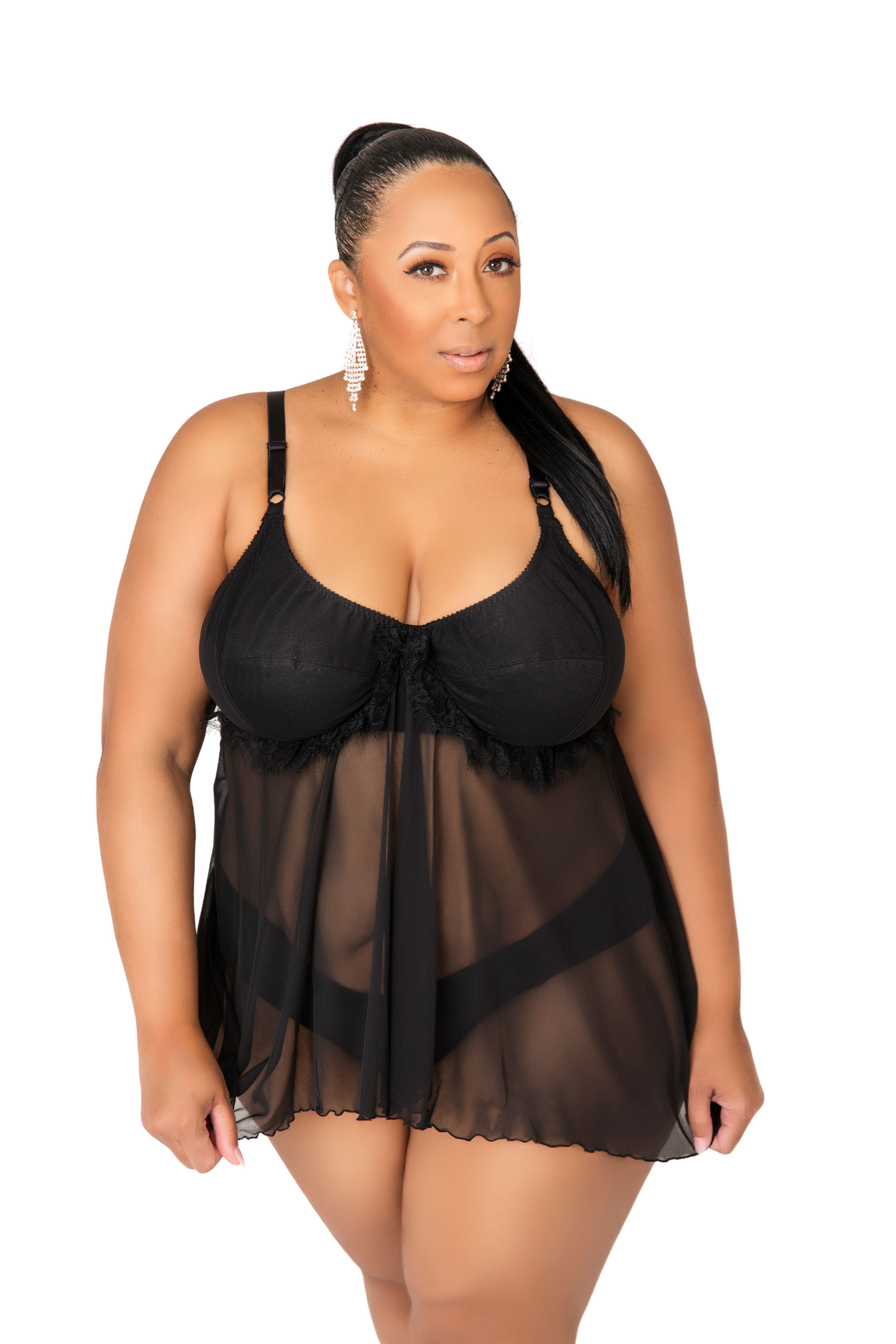 Chiffon Delight Flowing Mesh Baby Doll