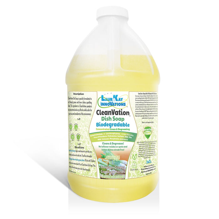 Natural Dish Soap Refill - CleanVation™ Concentrated Biodegradable Green Premium Liquid Dish Soap - Half Gallon