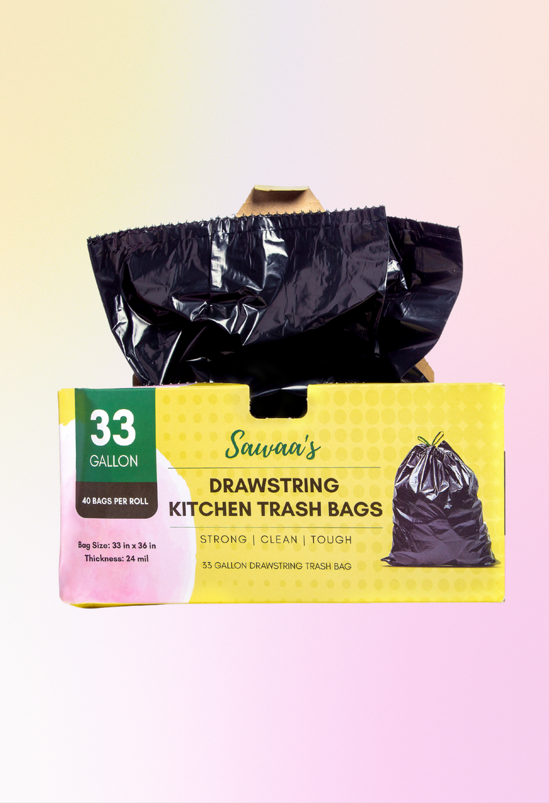 33 Gallon Tall Kitchen Drawstring Trash Bags
