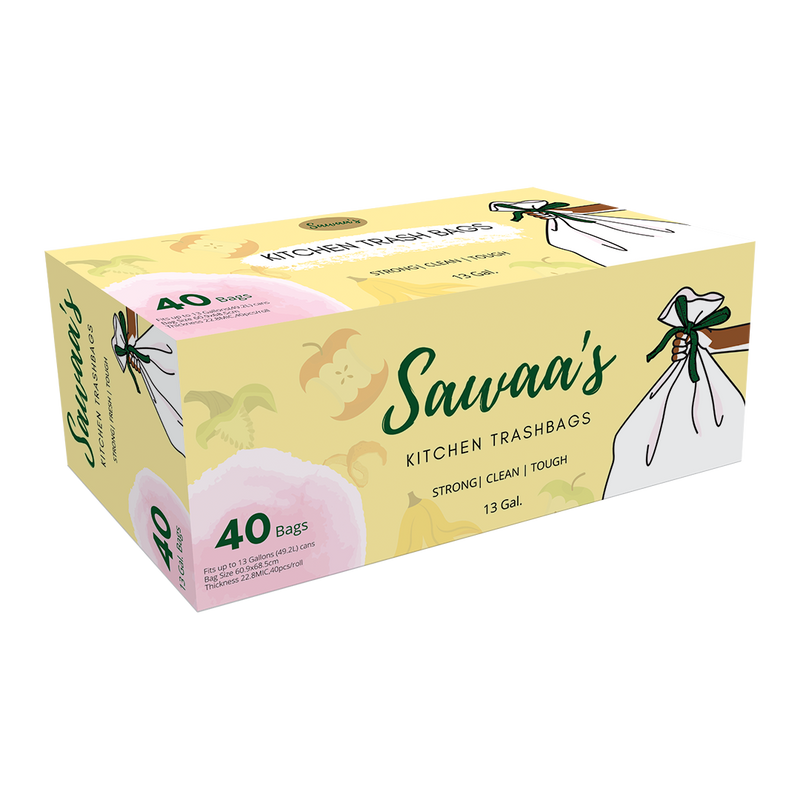 (2-Pack) 13 Gallon Tall Kitchen Drawstring Trash Bags , 40 Count - Sawaa's