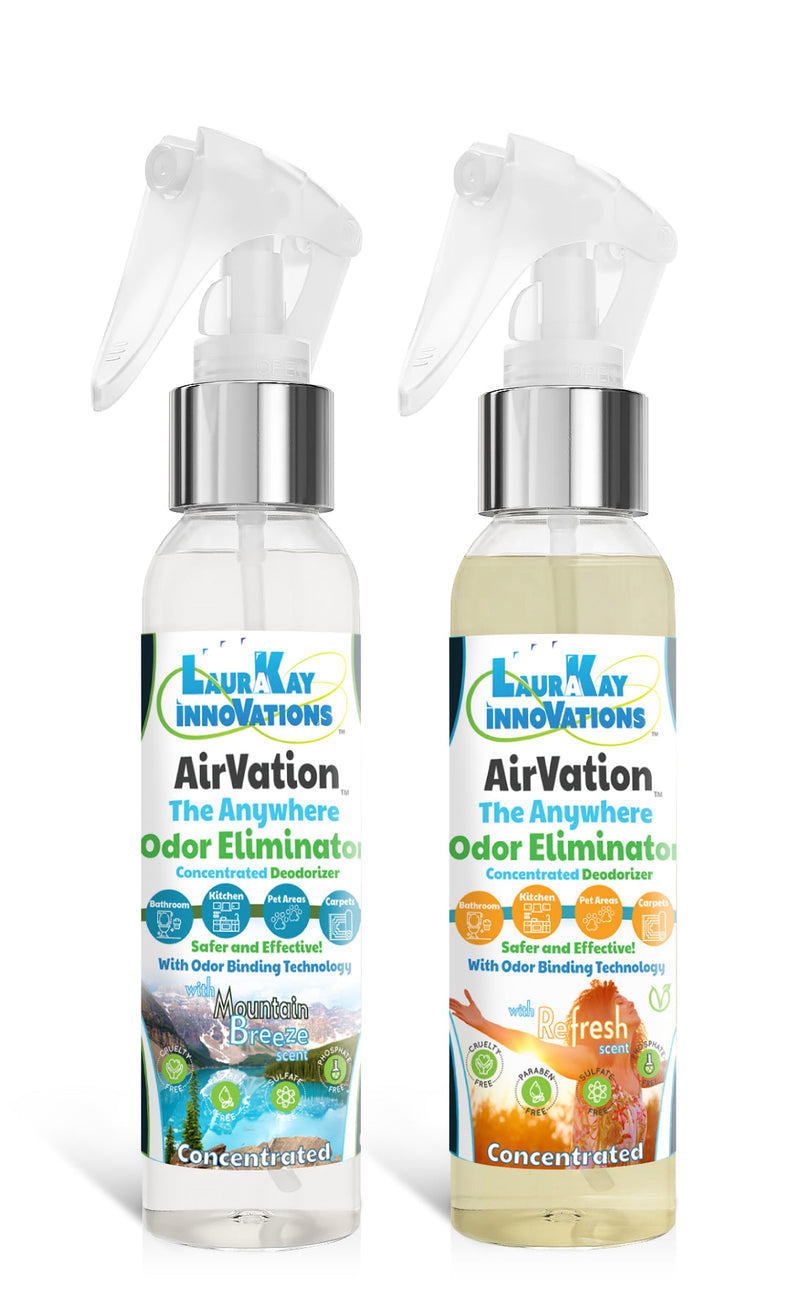 Odor Eliminating Air Freshener - AirVation™ The Safe Anywhere Deodorizer Concentrated Odor Binding Air Freshener for Fabrics & Air - 8 fl oz 2 Pack