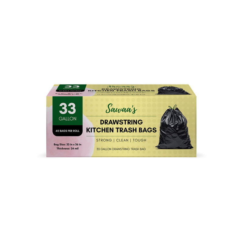 33 Gallon Tall Kitchen Drawstring Trash Bags