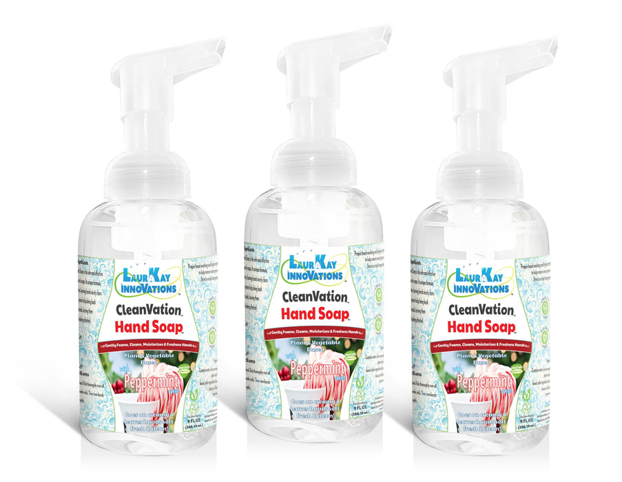 CleanVation HandSoap™ 3 Pack (10.5 fl oz Each): Green Plant Based Gentle Foaming Hand Soap