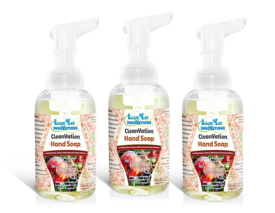 CleanVation HandSoap™ 3 Pack (10.5 fl oz Each): Green Plant Based Gentle Foaming Hand Soap