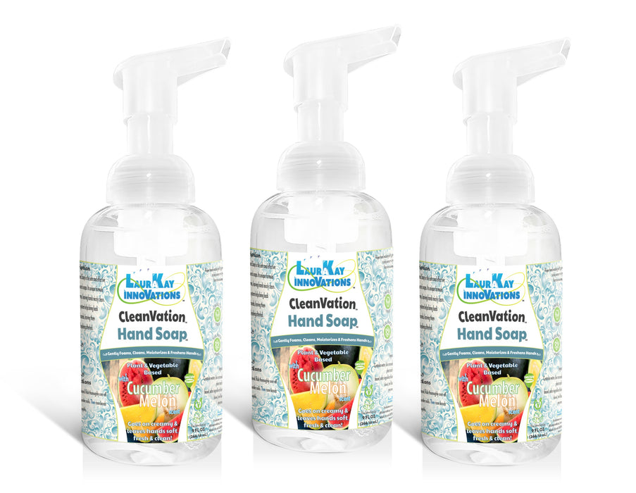 CleanVation HandSoap™ 3 Pack (10.5 fl oz Each): Green Plant Based Gentle Foaming Hand Soap