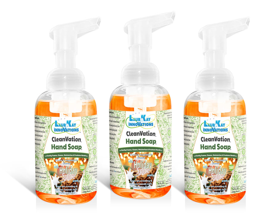 CleanVation HandSoap™ 3 Pack (10.5 fl oz Each): Green Plant Based Gentle Foaming Hand Soap