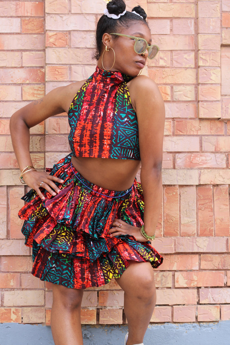 Kobina Crop Top and Triple Layered Skirt