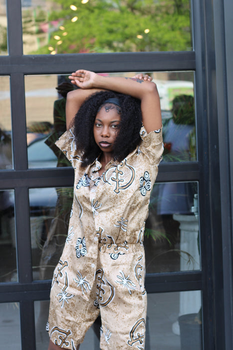 Nyame Silk Shirt and shorts