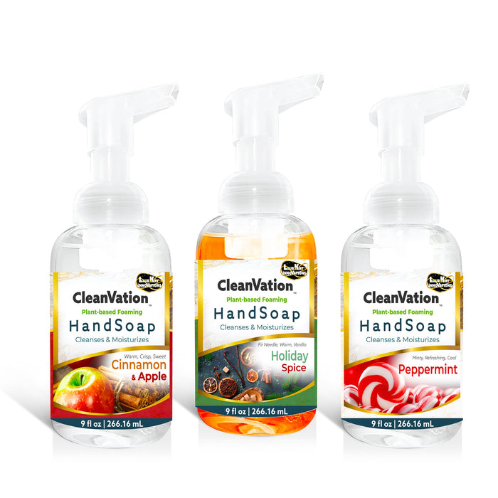 CleanVation HandSoap™ 3 Pack (10.5 fl oz Each): Green Plant Based Gentle Foaming Hand Soap