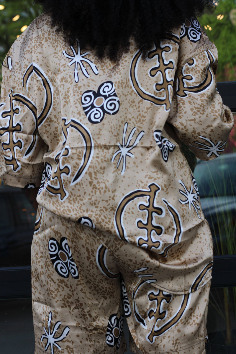 Nyame Silk Shirt and shorts