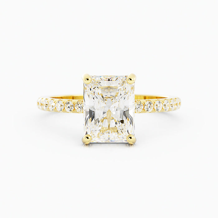 3 Carat Radiant Cut Moissanite Engagement Ring 14k Yellow Gold