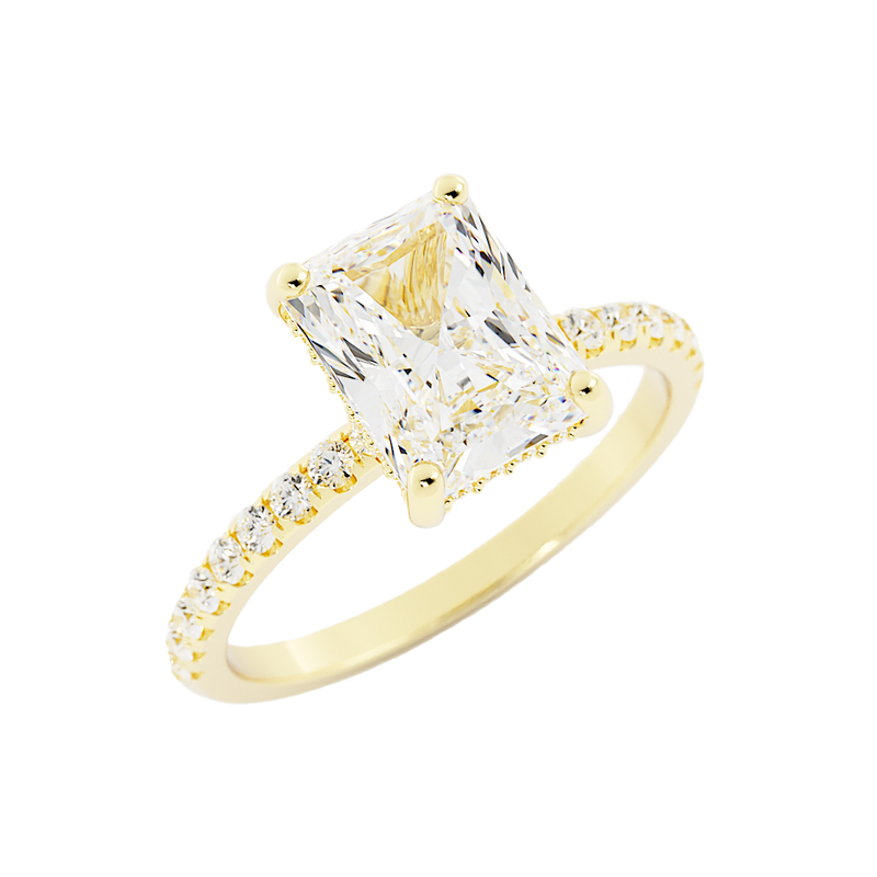 3 Carat Radiant Cut Moissanite Engagement Ring 14k Yellow Gold