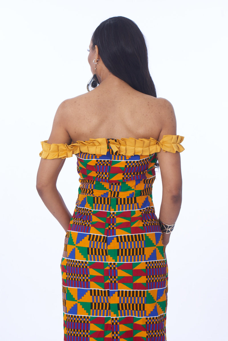kente bodycon dress African Kente Dress For Women| Dashiki Women's Clothing| Kente Print Wedding Gown| Prom Gown| Wedding Guest Clothing| Black Stars Handmade 4