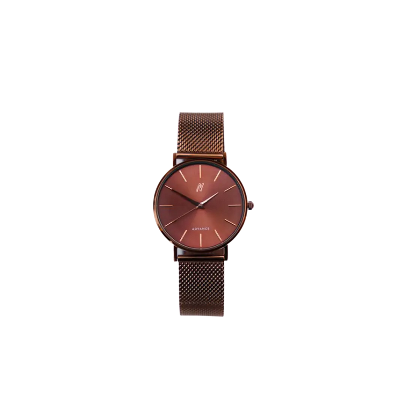 Advance Cocoa 36MM Unisex Mesh Watch In Brown/ Rose Gold
