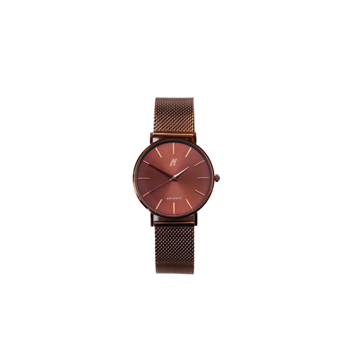 Advance Cocoa 36MM Unisex Mesh Watch In Brown/ Rose Gold