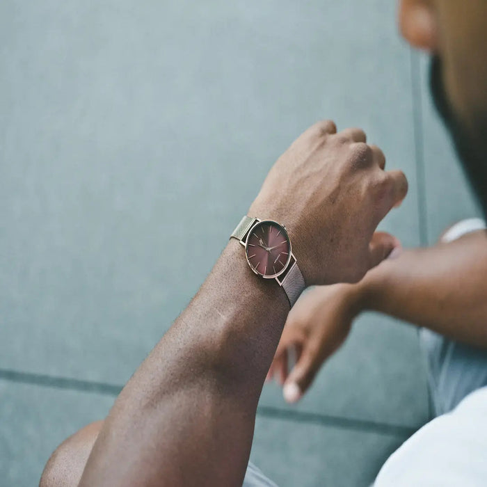 Advance Cocoa 36MM Unisex Mesh Watch In Brown/ Rose Gold