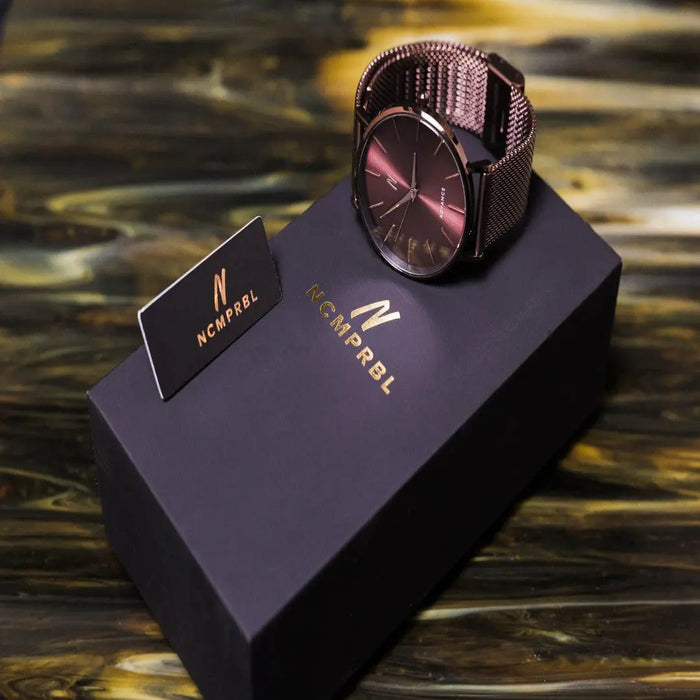 Advance Cocoa 36MM Unisex Mesh Watch In Brown/ Rose Gold