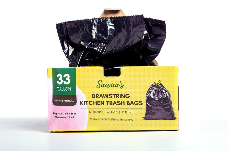 33 Gallon Tall Kitchen Drawstring Trash Bags
