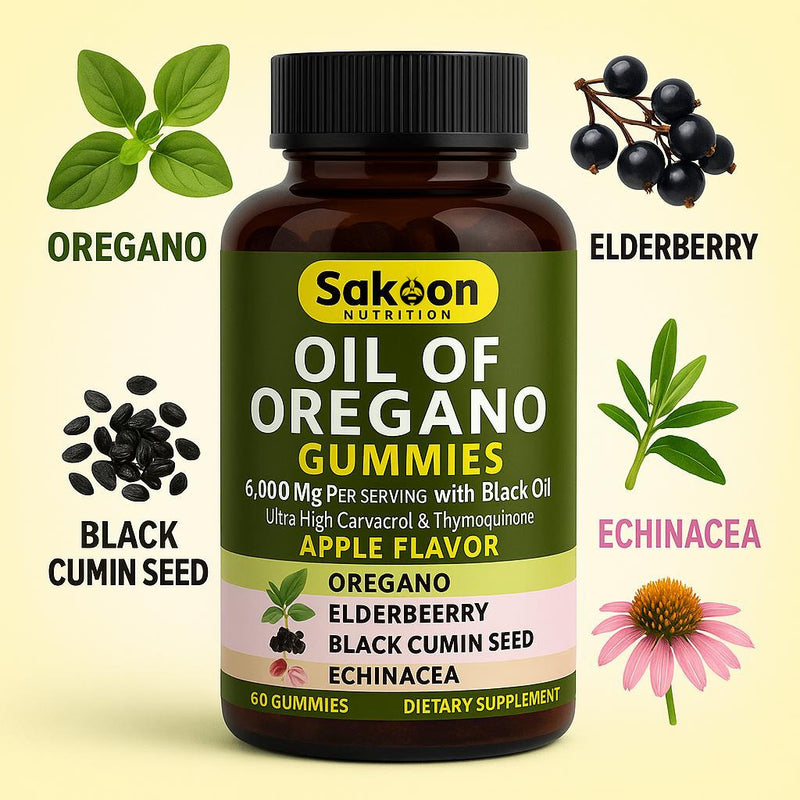 Oil Of Oregano, Black Seed Oil ,Elderberry & Echinacea Gummies