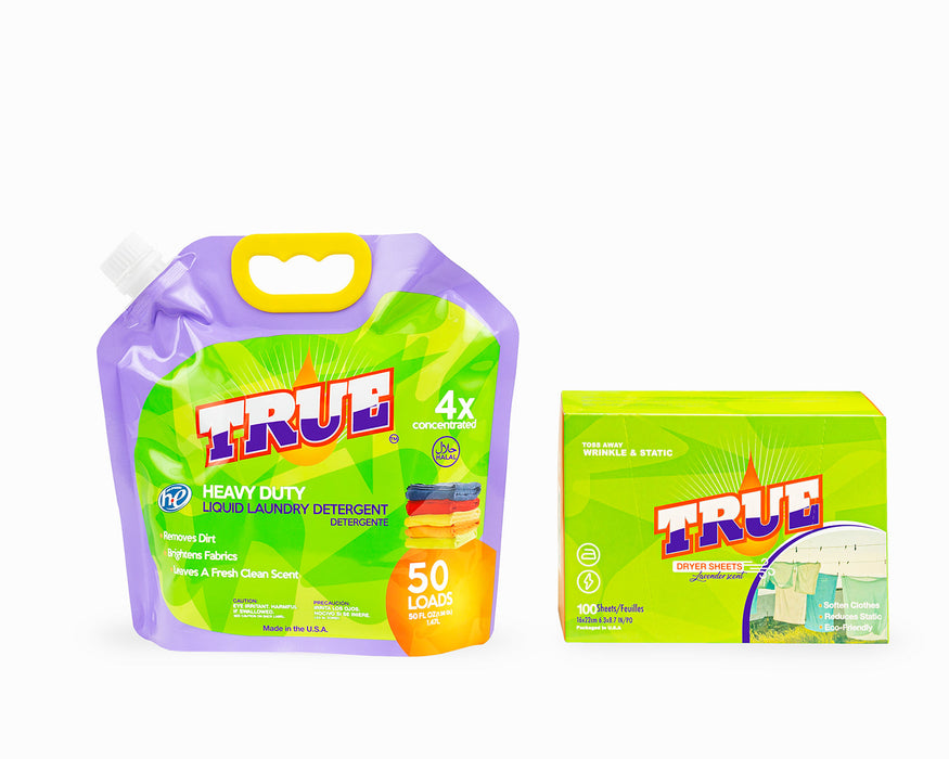 True Laundry Detergent (50oz) + Dryer Sheets (100 Count)