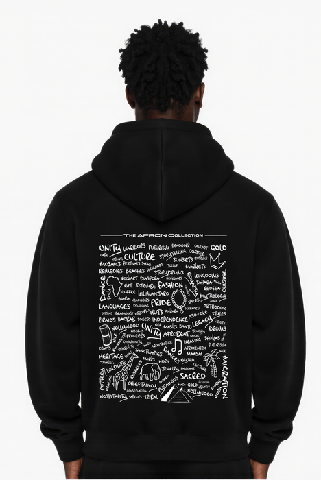 "Heritangible" Oversized fleece hoodie- Black