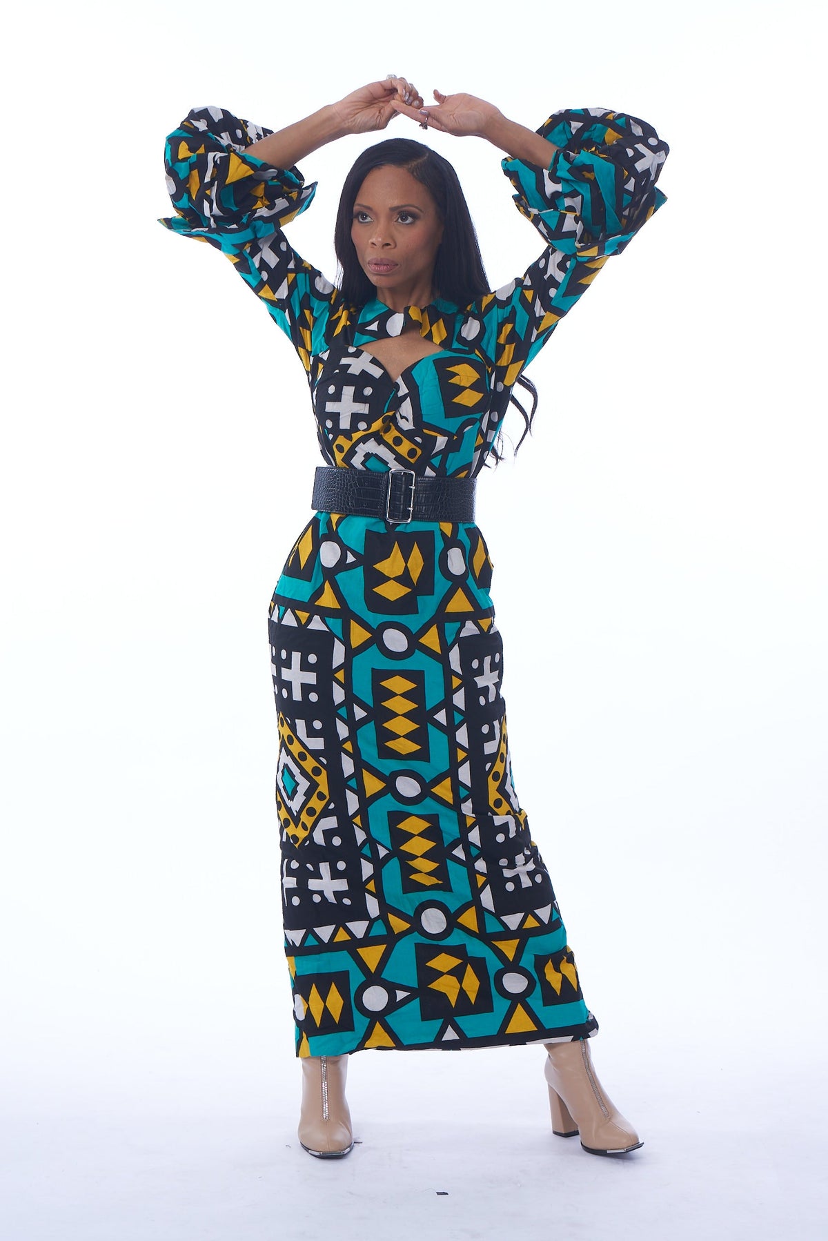 Ethnic Geometric Print Dress