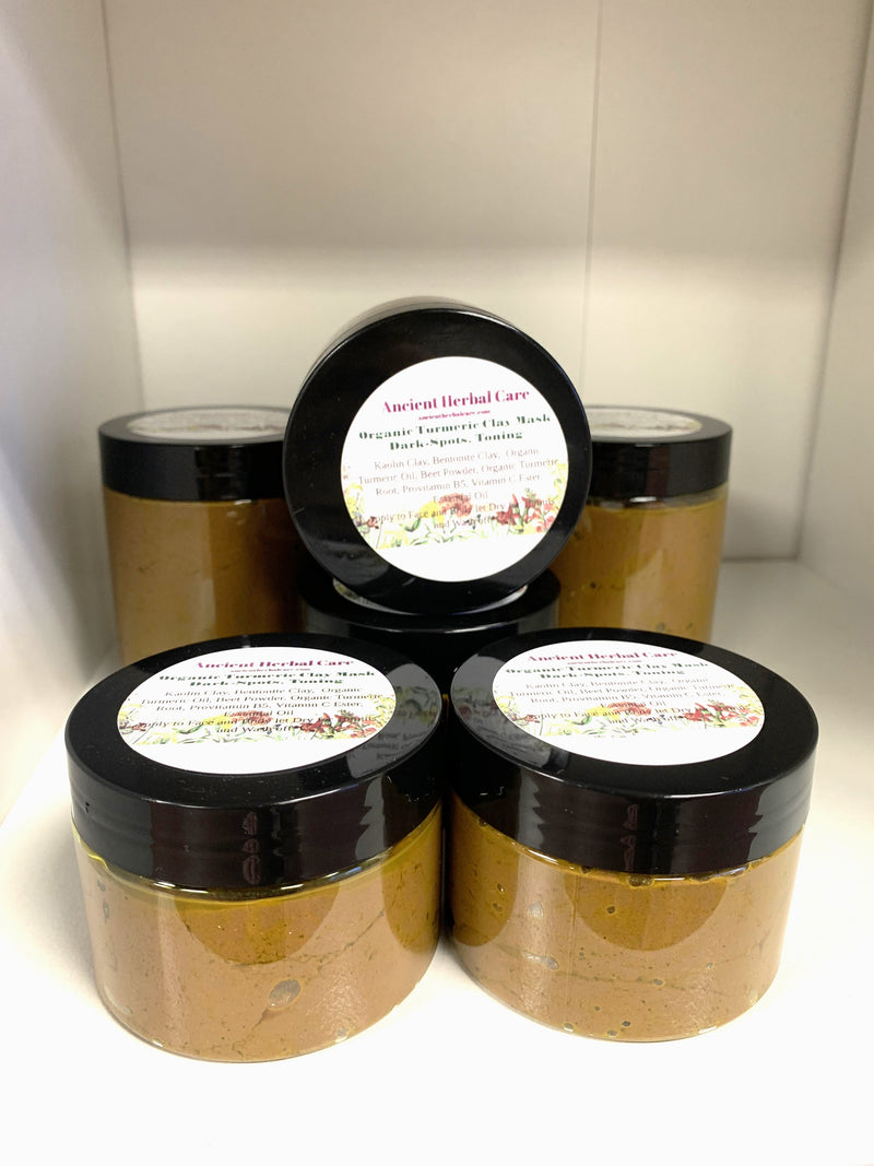4oz Organic Turmeric Clay Facial Mask/TONING, DARK SPOTS