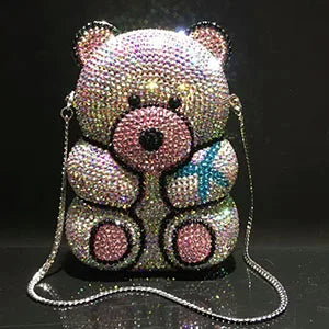 Bear shape Crystal Clutch Evening Bag