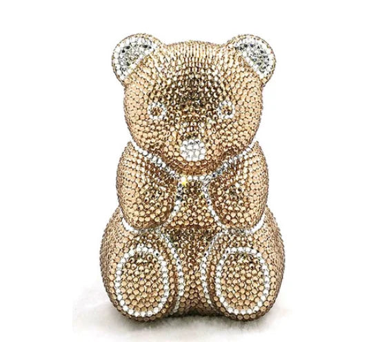 Bear shape Crystal Clutch Evening Bag