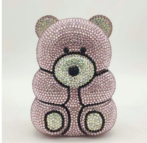 Bear shape Crystal Clutch Evening Bag