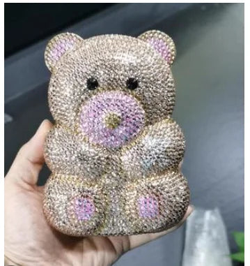 Bear shape Crystal Clutch Evening Bag