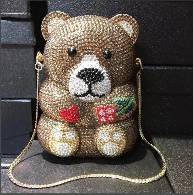 Bear shape Crystal Clutch Evening Bag