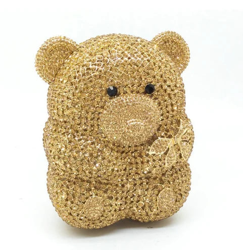 Bear shape Crystal Clutch Evening Bag