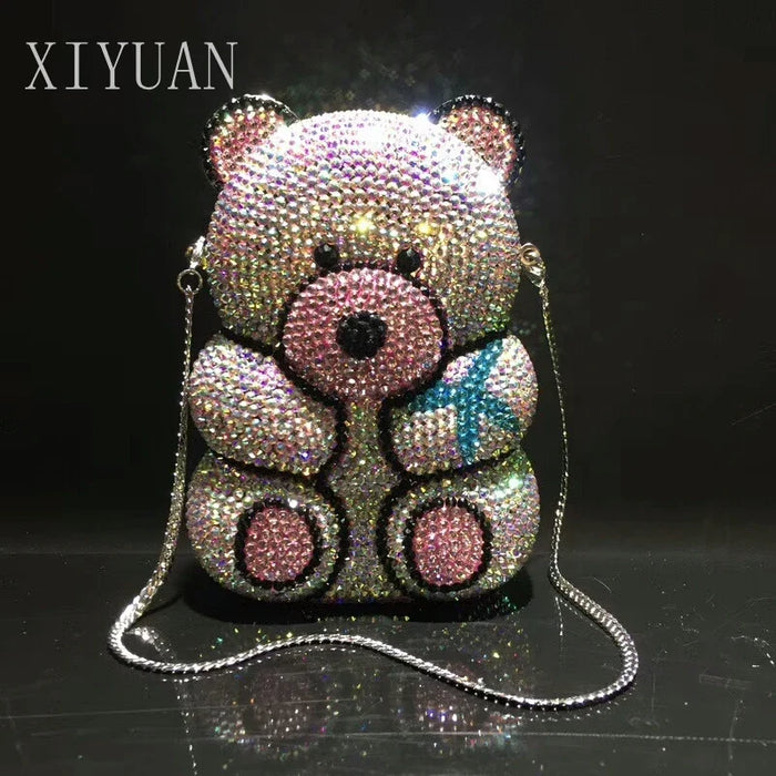 Bear shape Crystal Clutch Evening Bag